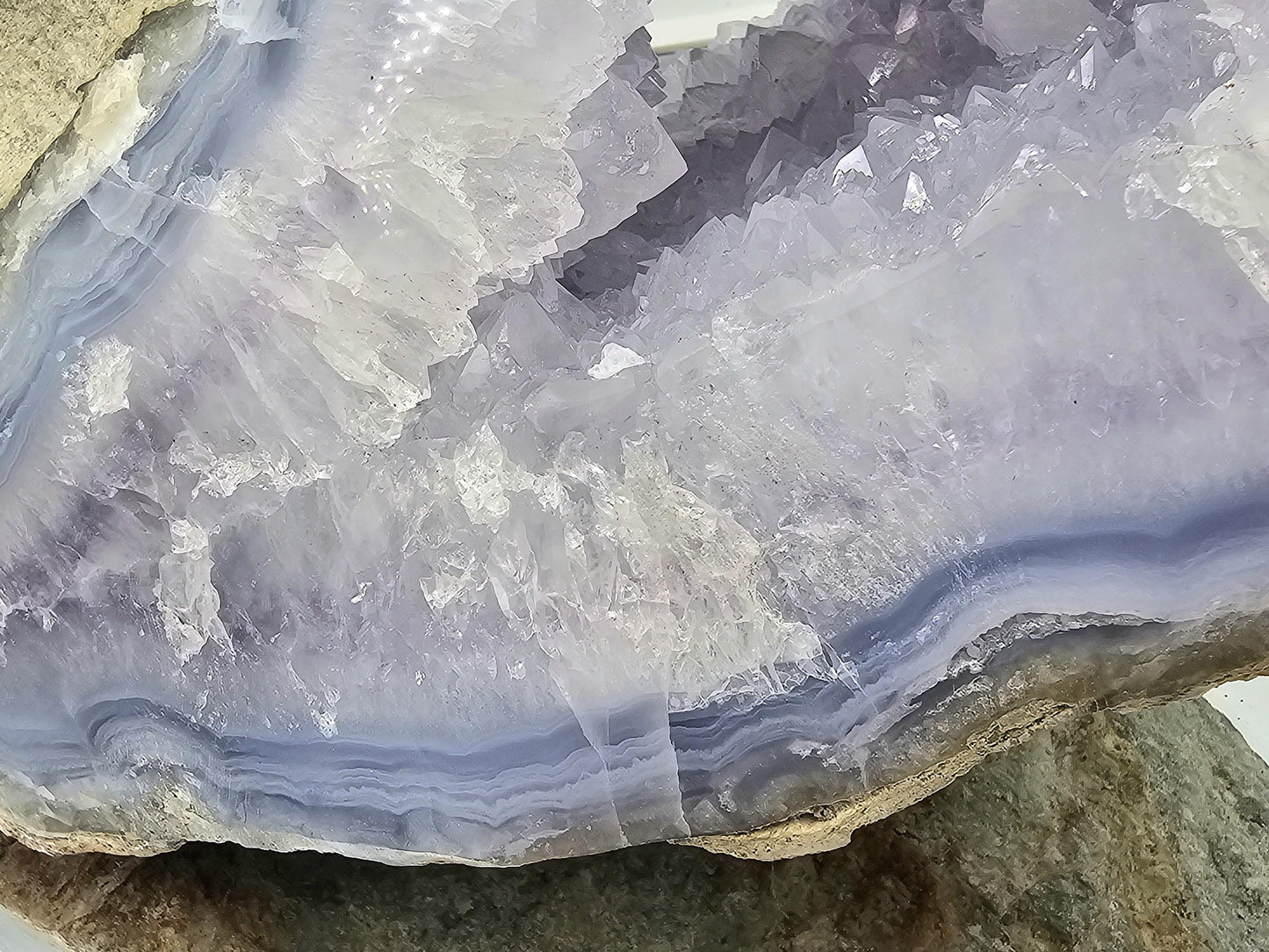 Large decorative blue agate geode for collectors