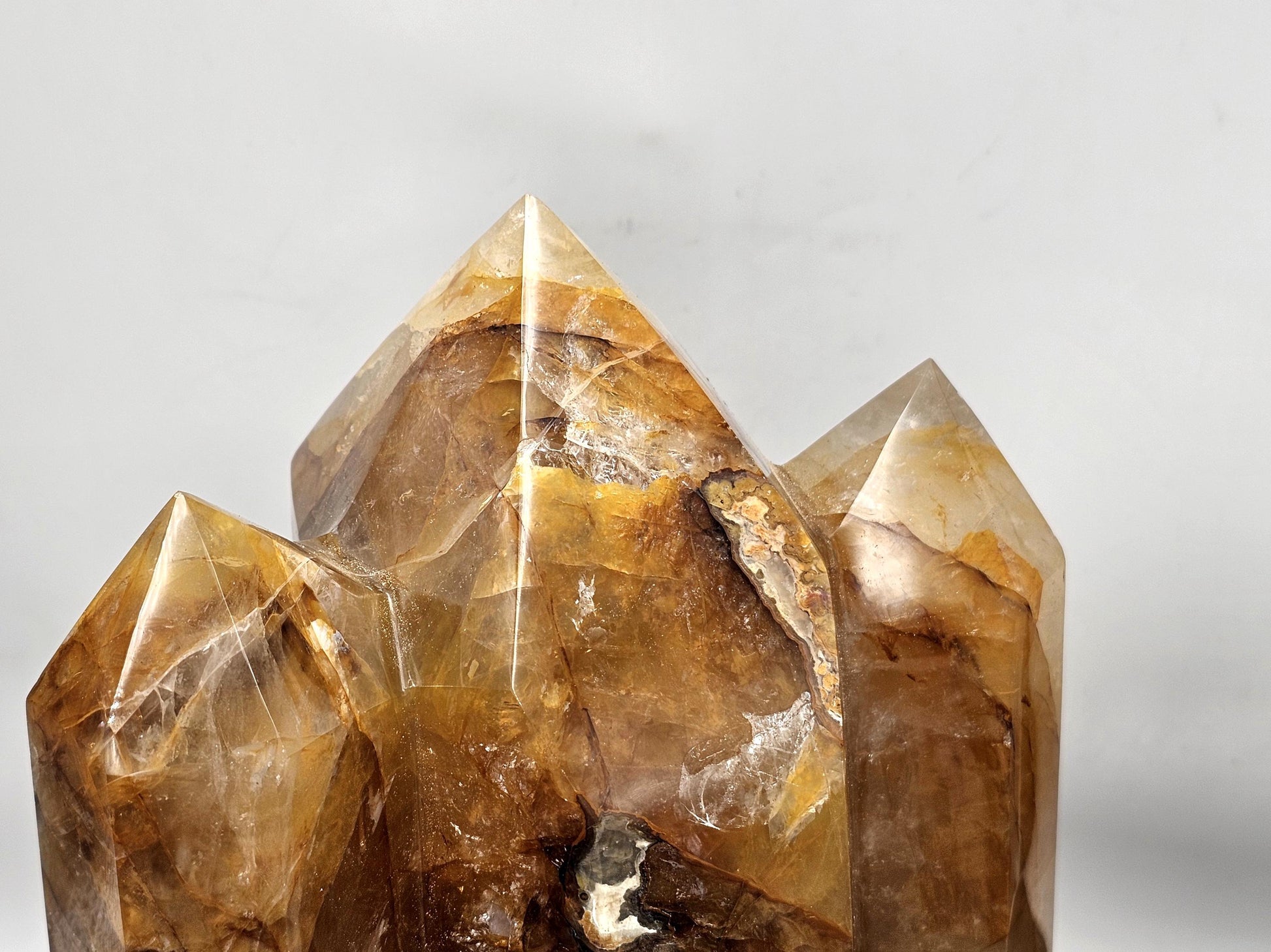 Extra-large Golden Healer Hematoid Crystal Prism, a stunning piece for high-end interior design.