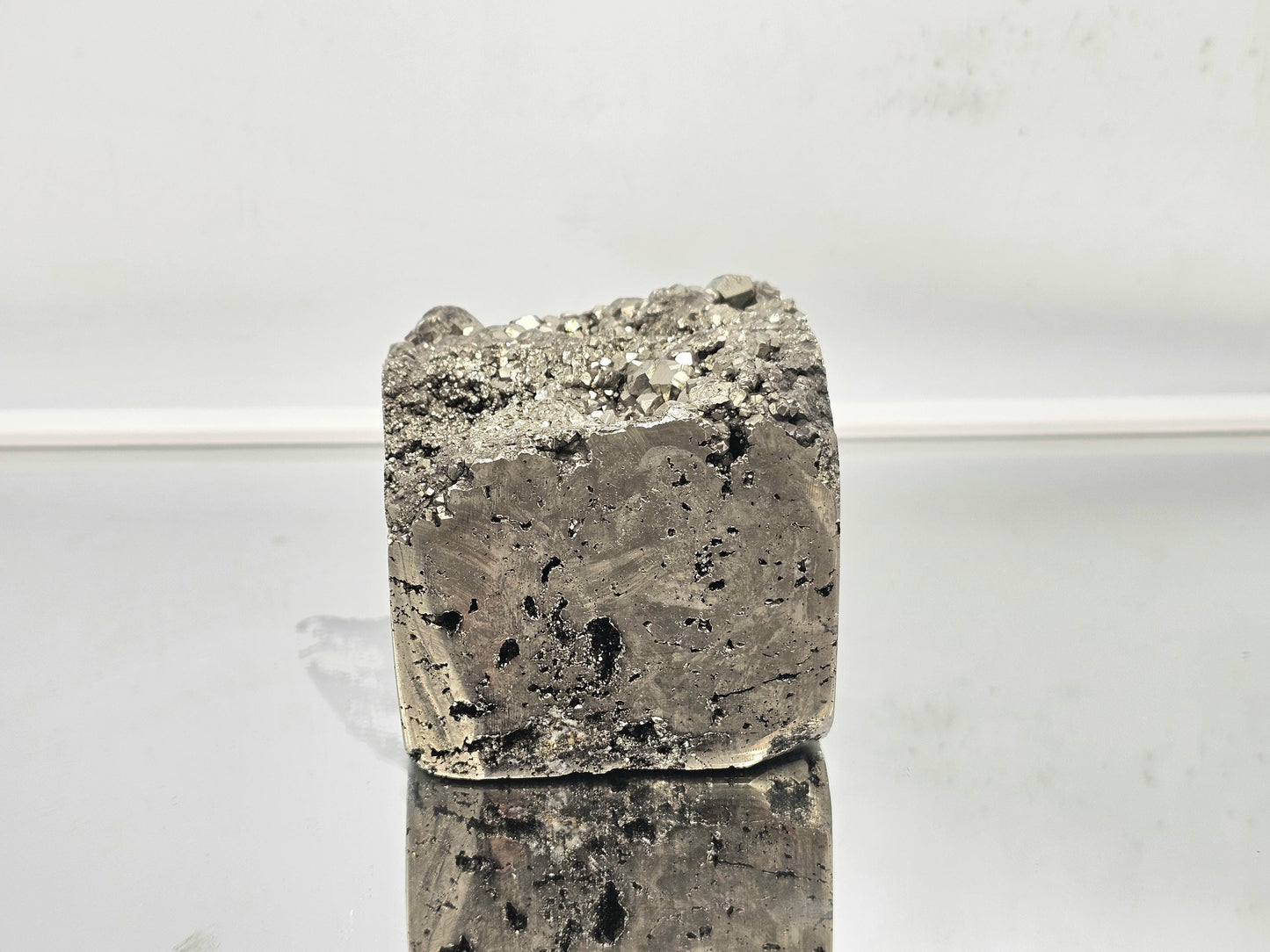 Extra large pyrite cube with golden metallic luster