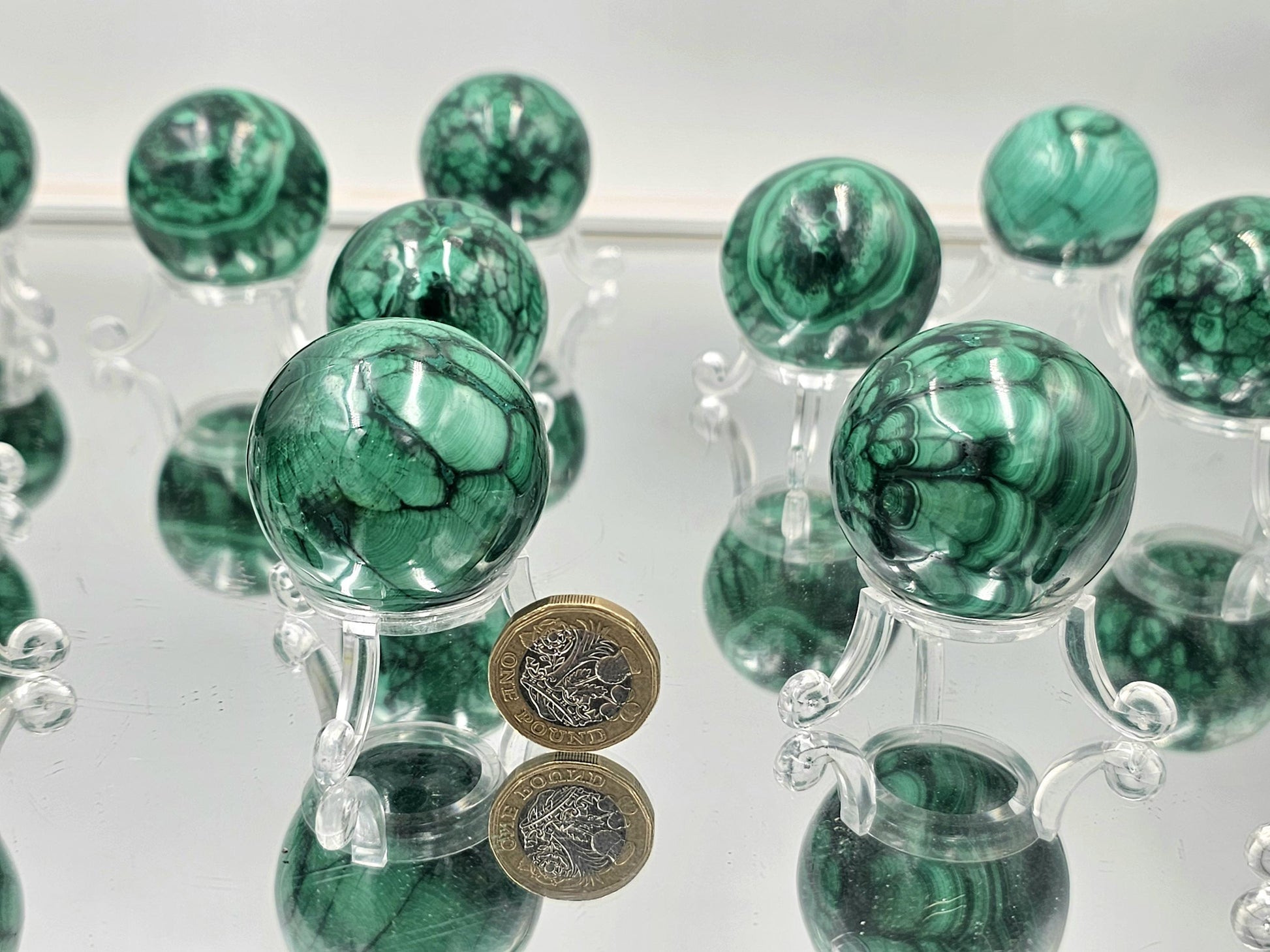 small malachite crystal sphere genuine 