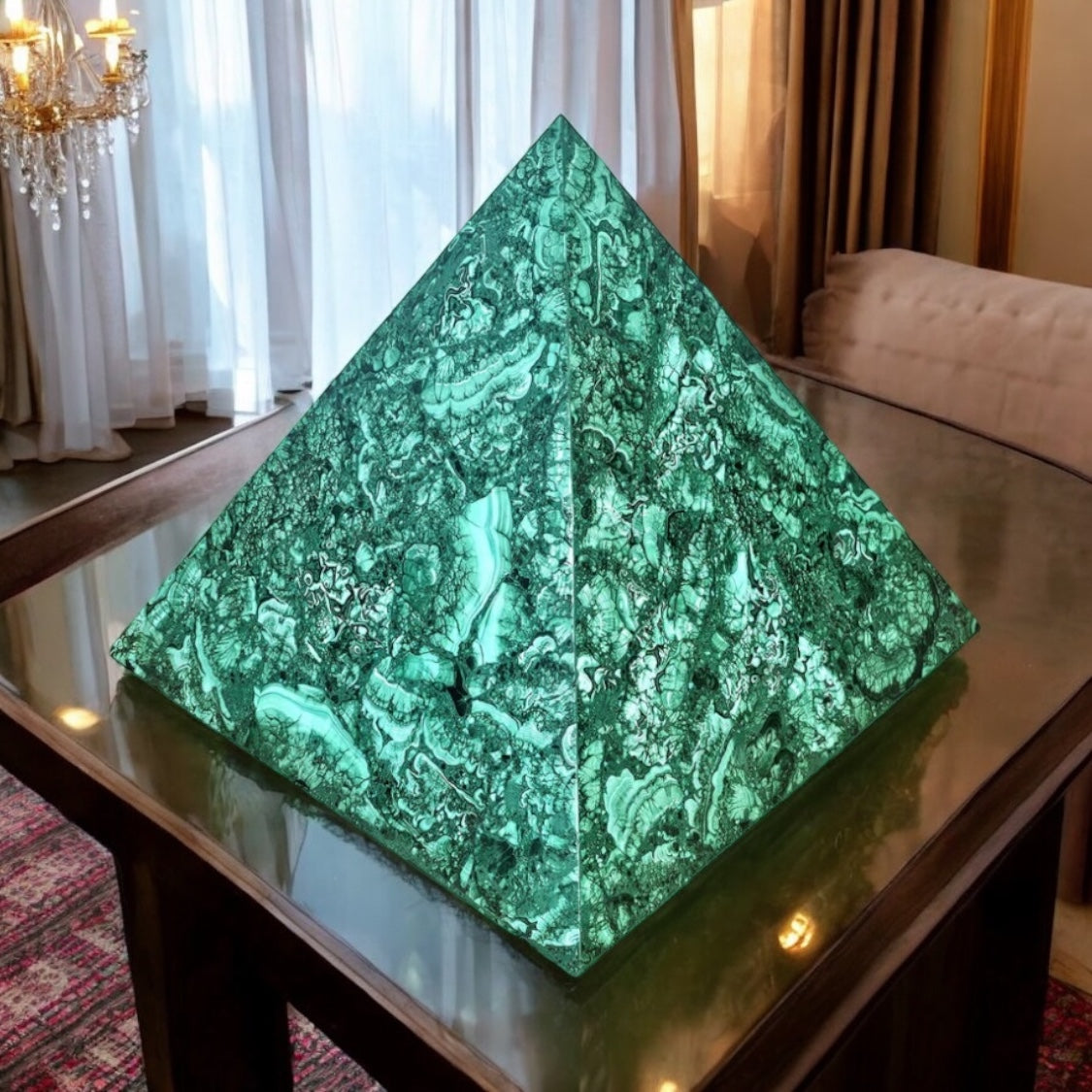 Extra Large Malachite Crystal Pyramid 11.5"