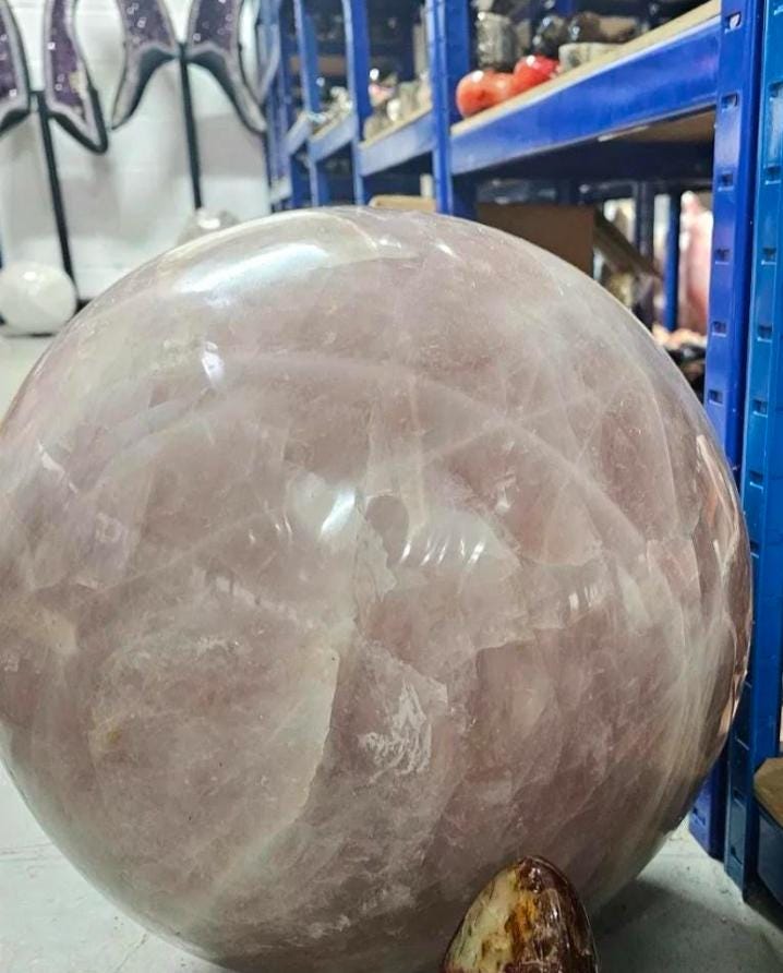 giant star rose quartz crystal sphere