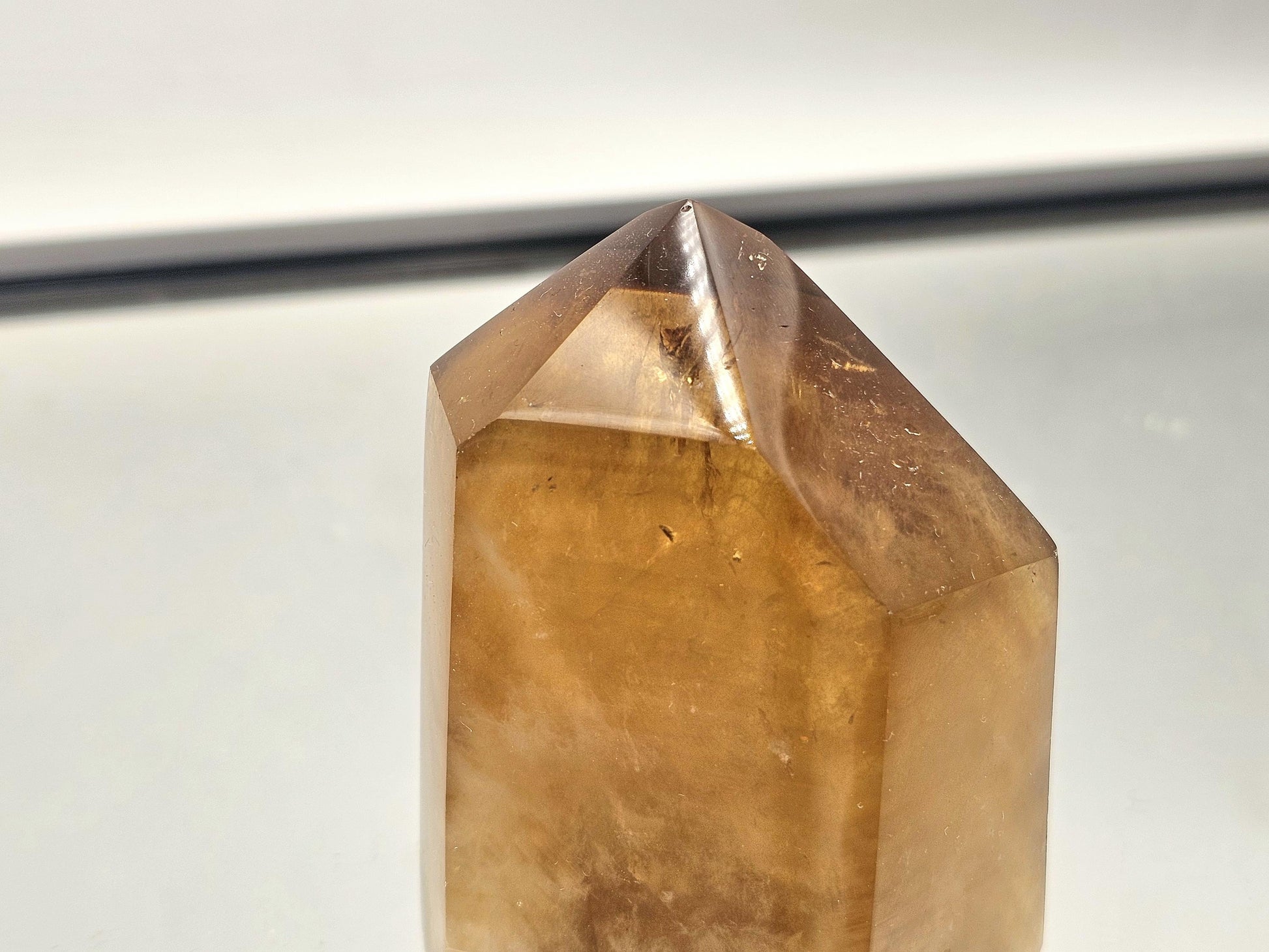 Golden Citrine crystal prism, hand-polished for collectors.
