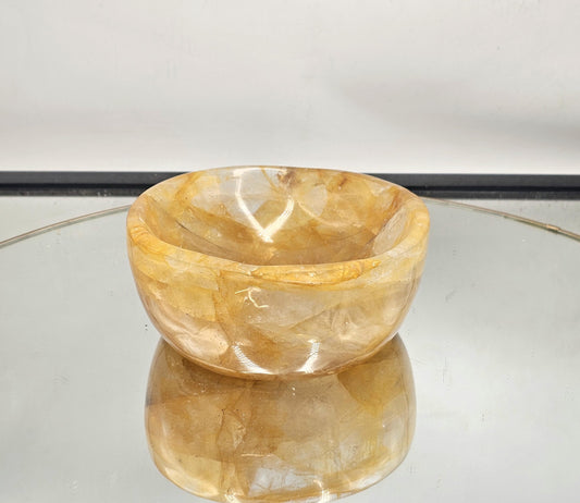 Large Golden Healer crystal bowl, hand-carved and polished.