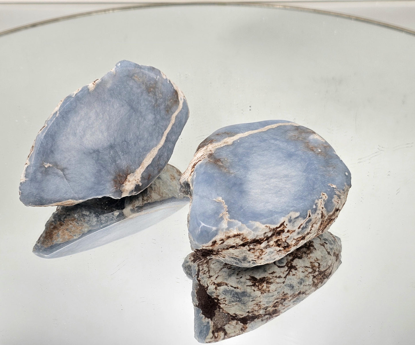 High-quality angelite crystals with natural blue hues