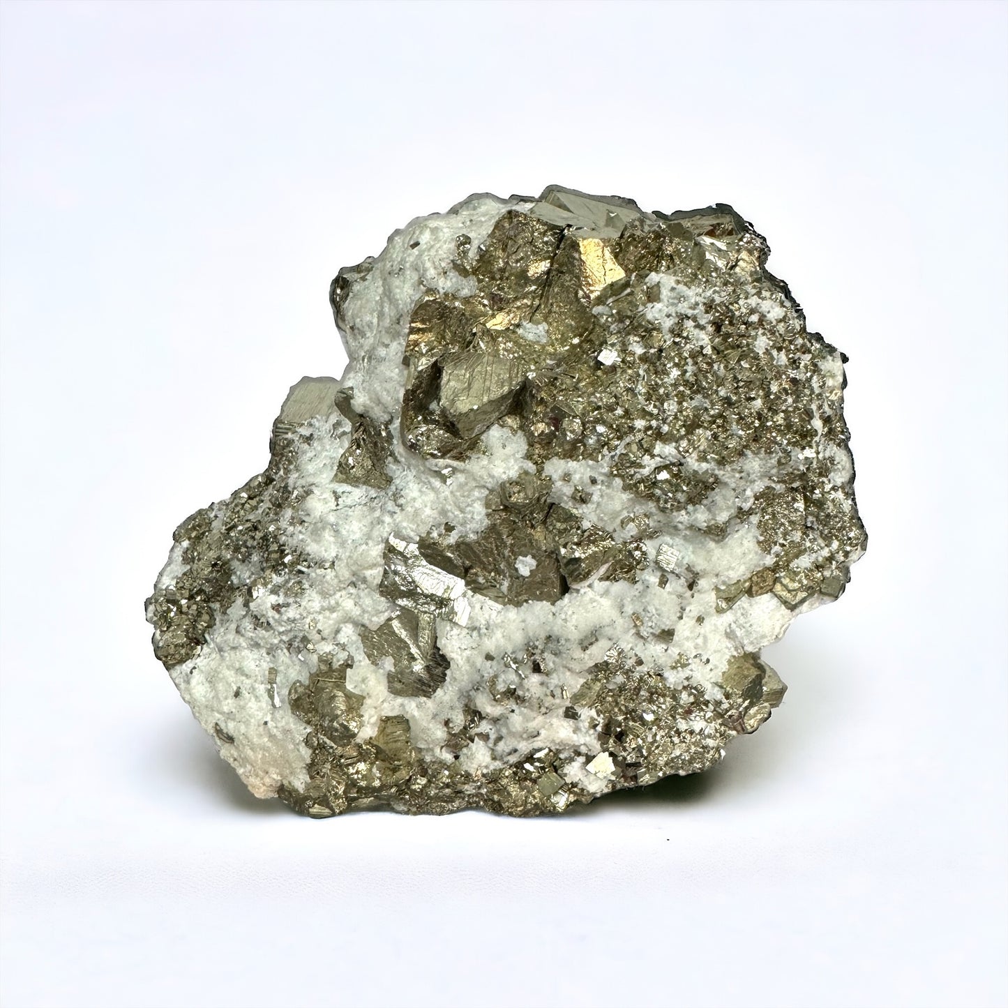 6) Pyrite Crystal Cubed with Mangano Calcite