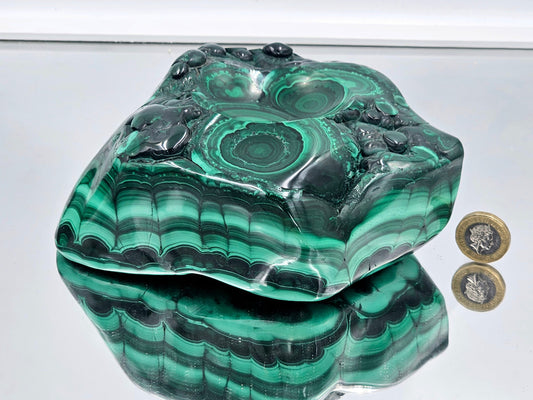 huge malachite crystal bowl