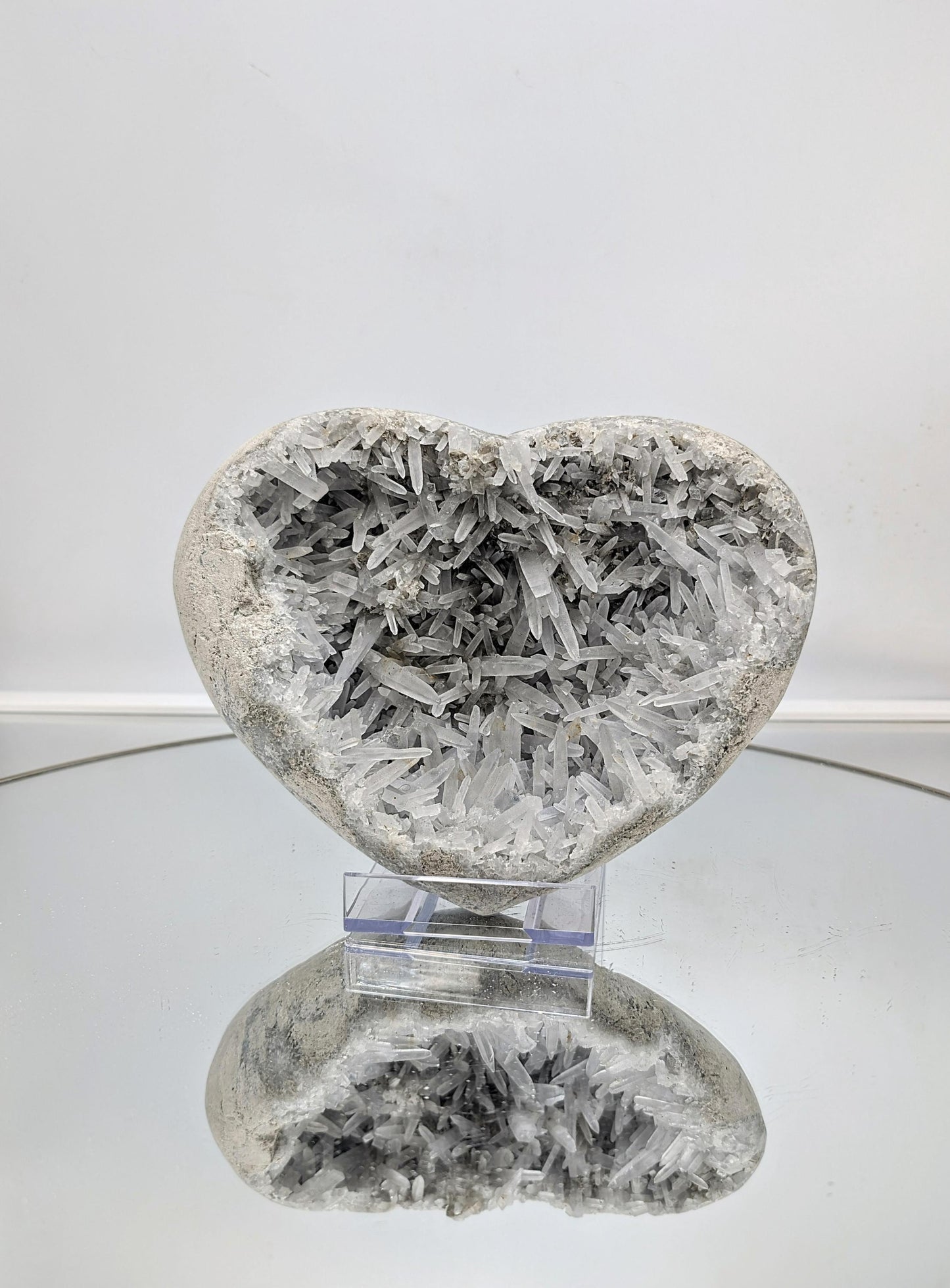 large celestite crystal heart with stunning natural blue tones