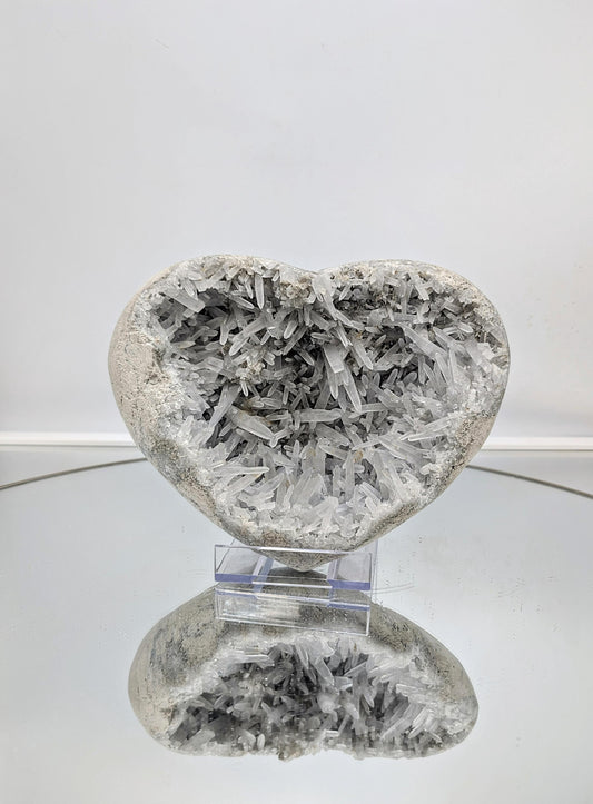 large celestite crystal heart with stunning natural blue tones