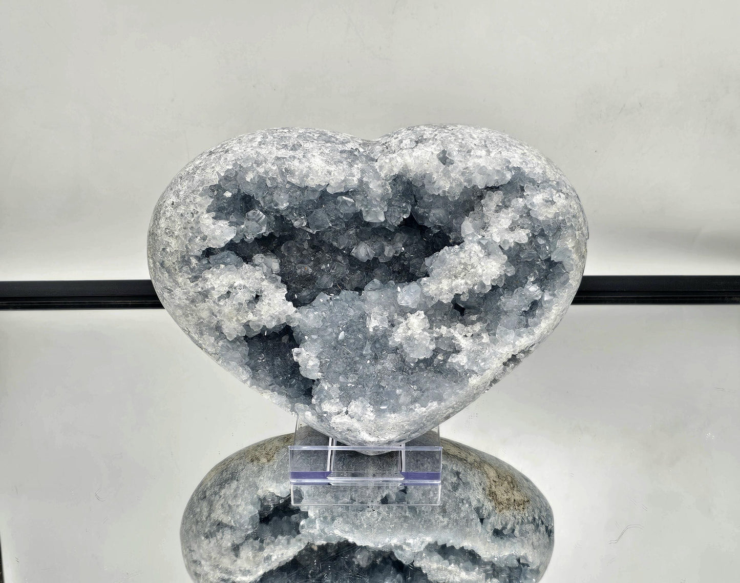 Large Celestite heart, a stunning blue crystal from Madagascar.