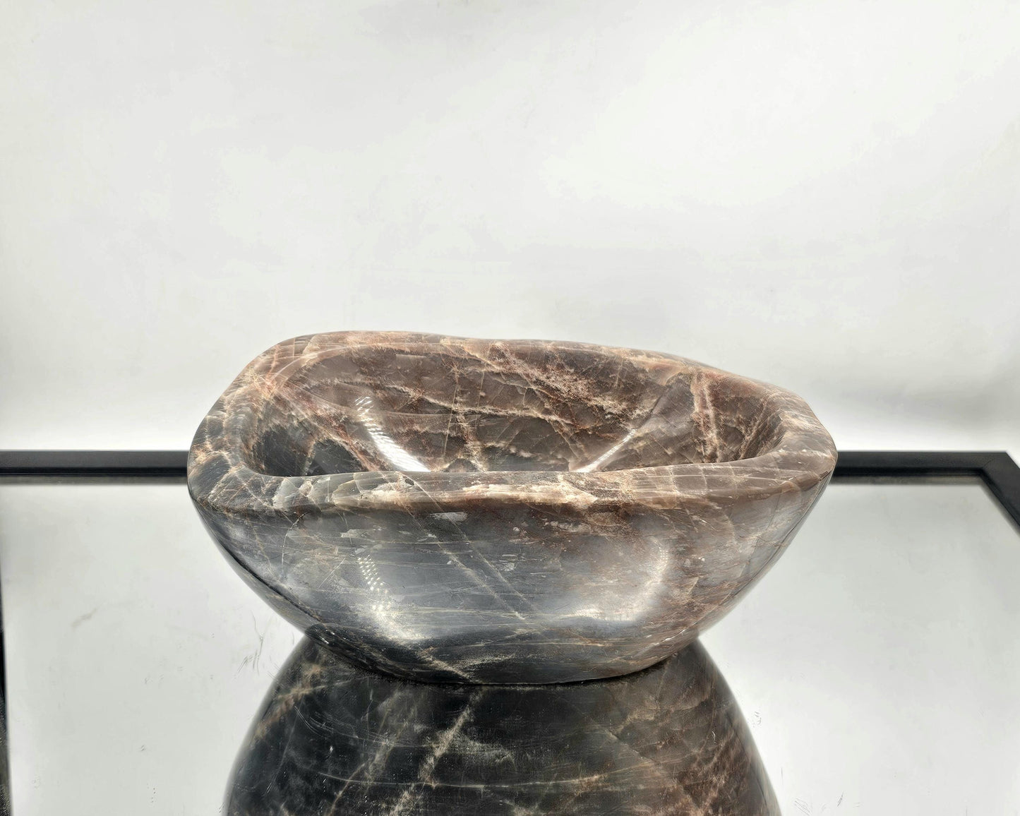 Large Moonstone Crystal Bowl with a polished finish, perfect for decor.