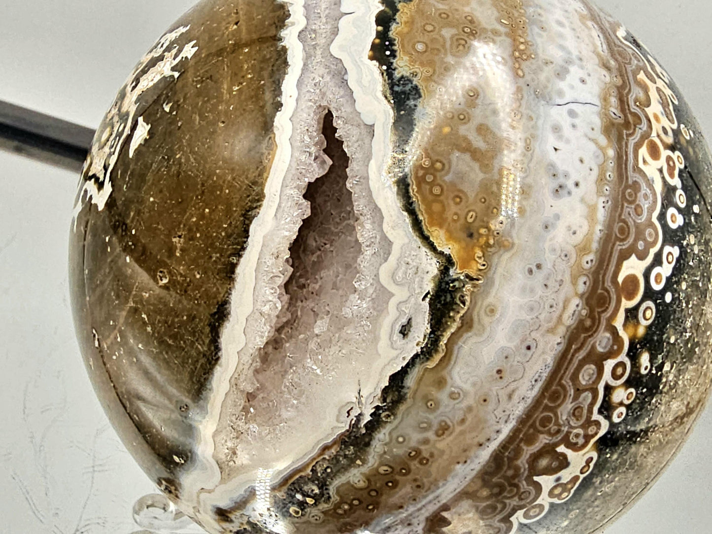 large Ocean Jasper sphere, ideal for crystal collectors