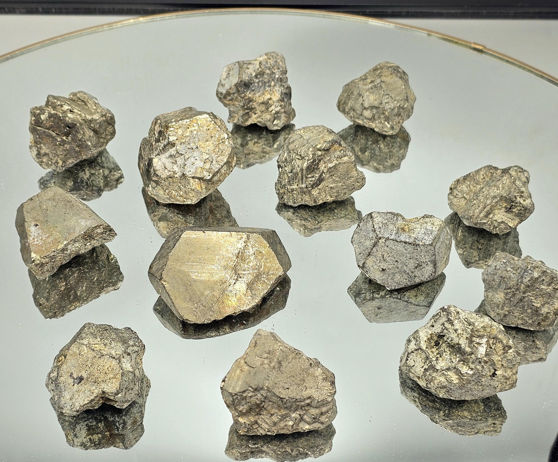 500g batch of large raw Pyrite crystals (4-6cm) with a bright metallic luster.