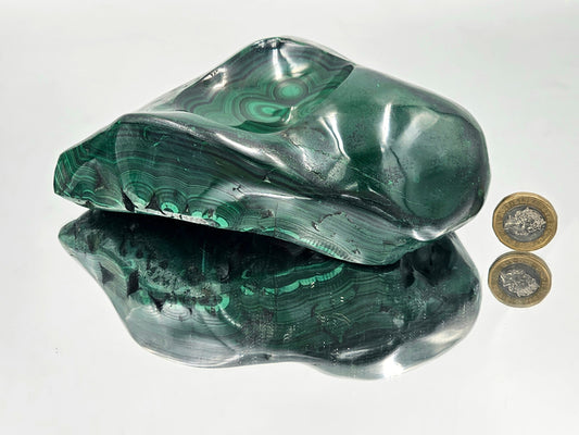 large malachite crystal bowl polished