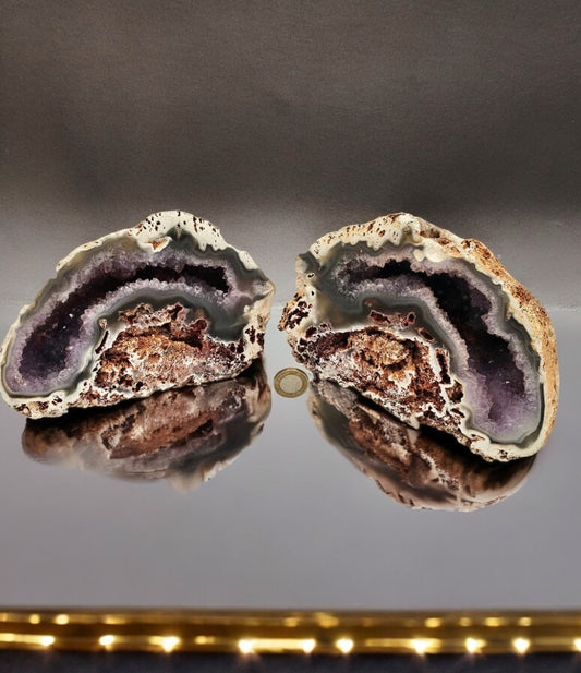 Orca Agate Amethyst Crystal Geode