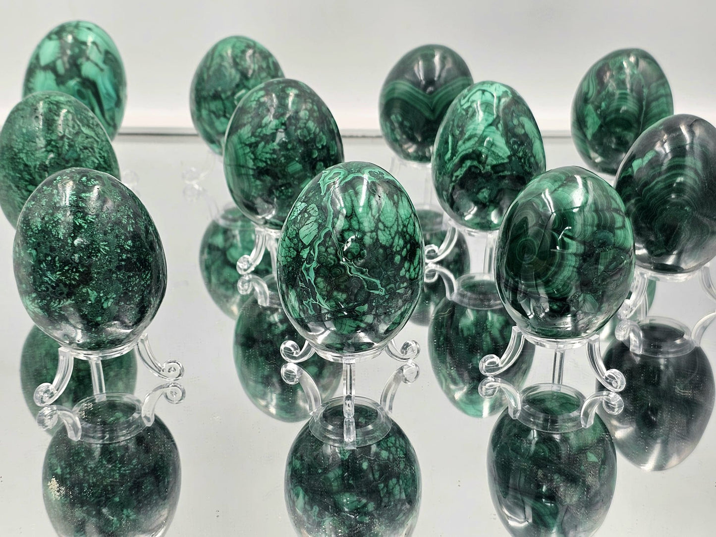 large premium malachite crystal egg