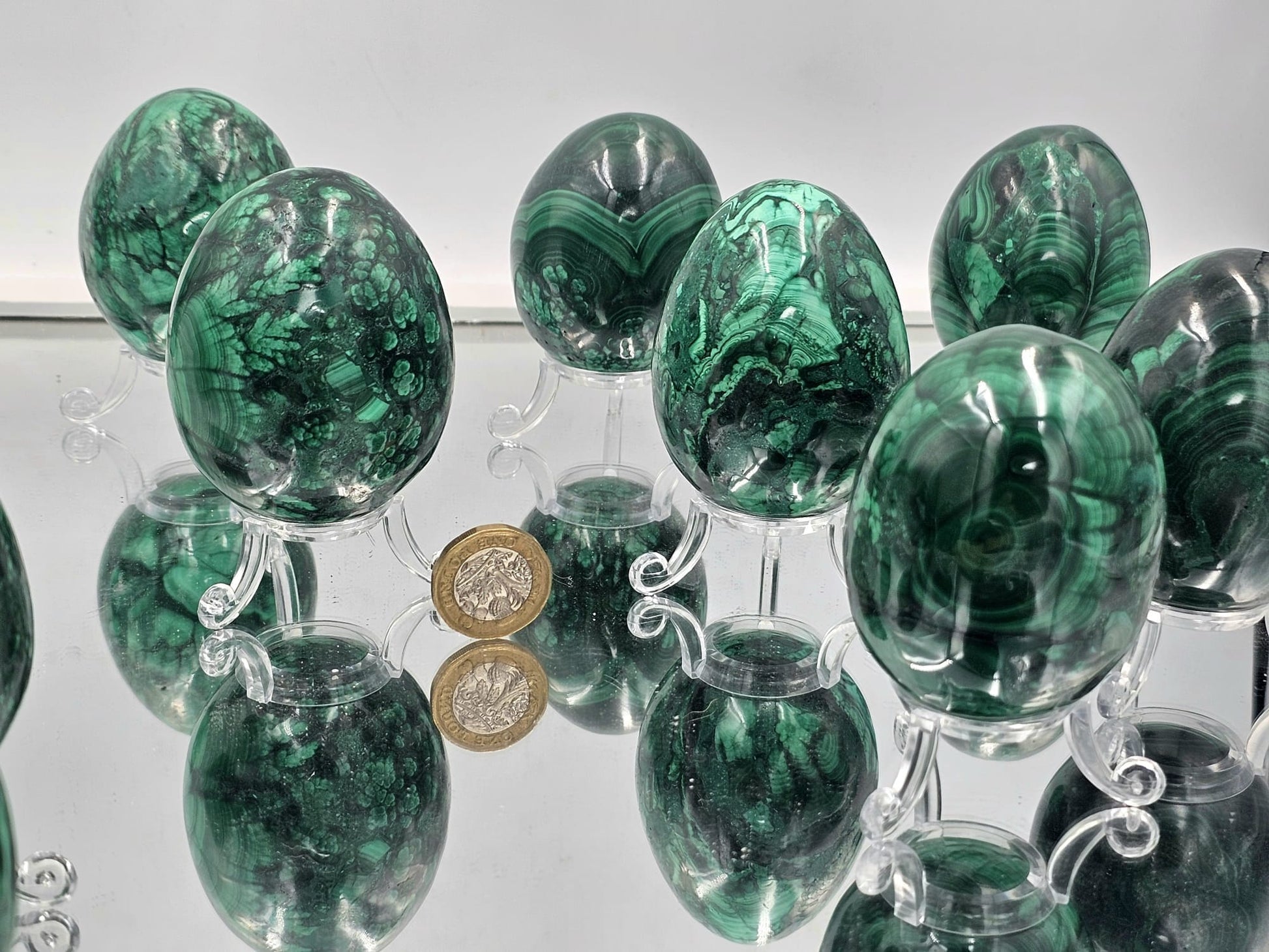 large premium malachite crystal egg polished