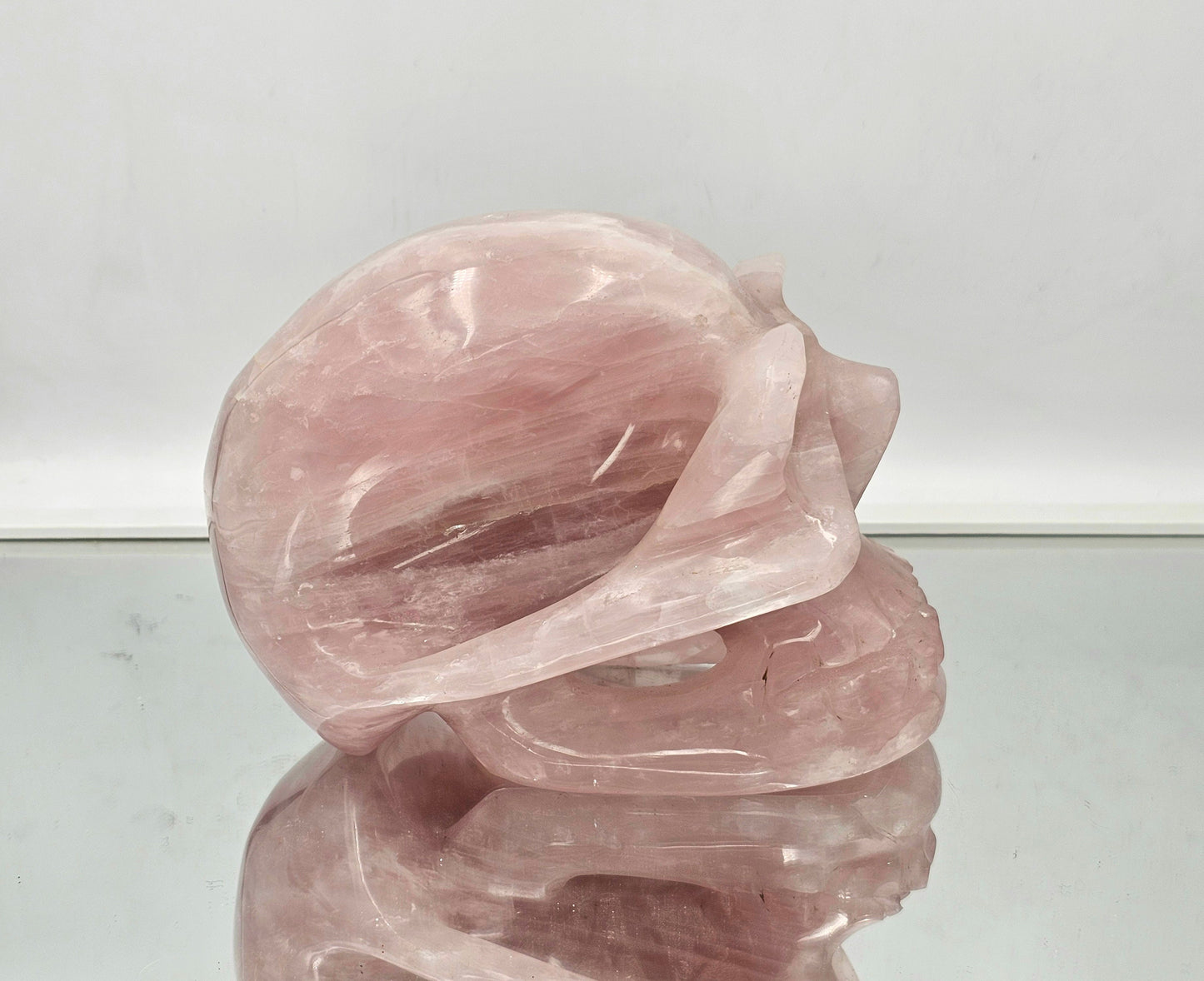 large rose quart crystal skull