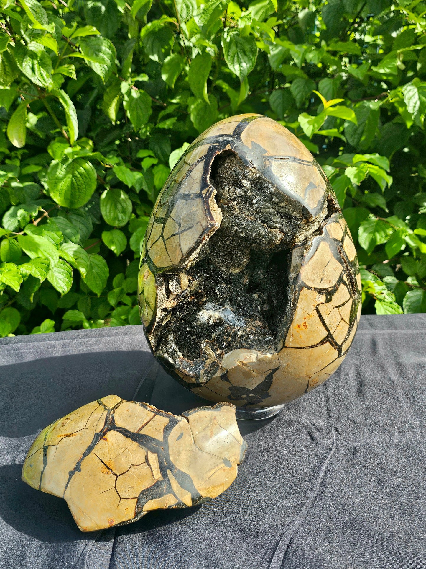 large septarian crystal egg