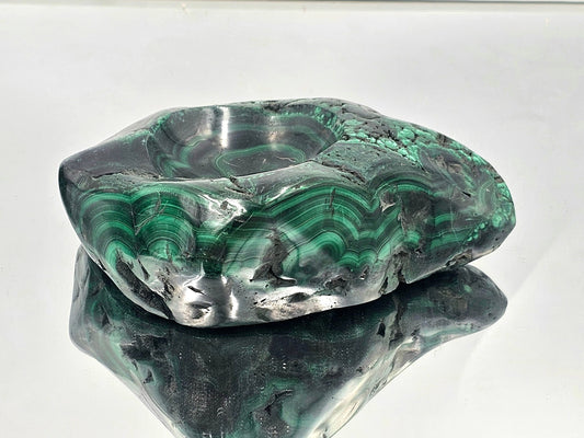 large solid malachite bowl