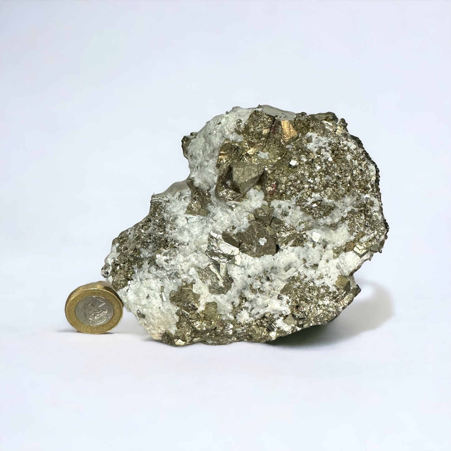 6) Pyrite Crystal Cubed with Mangano Calcite