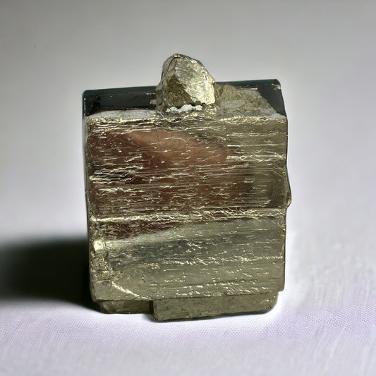 1) Pyrite Crystal Cube With Mangano Calcite