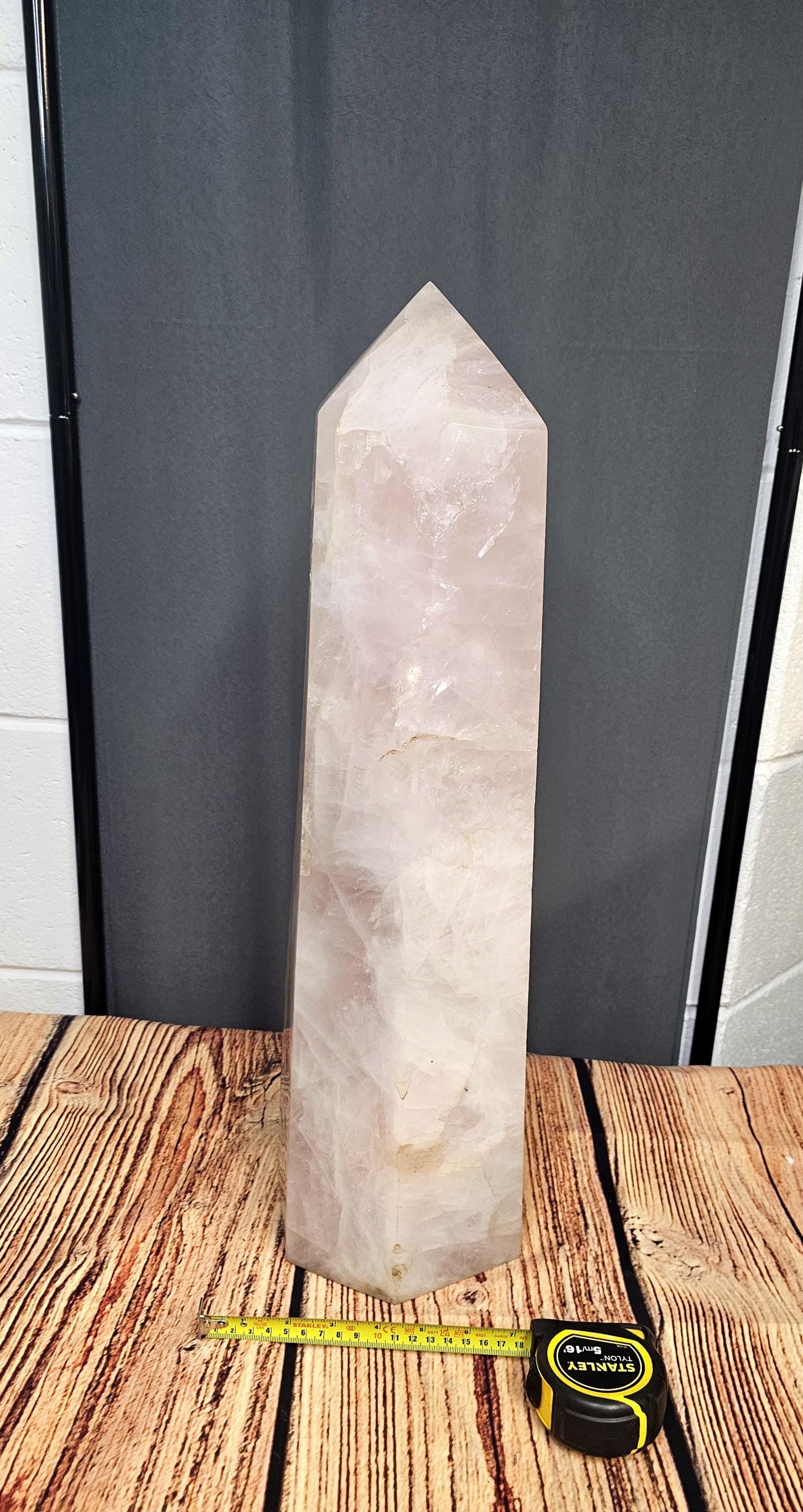 Polished Rose Quartz Prism, perfect for luxury home decor.