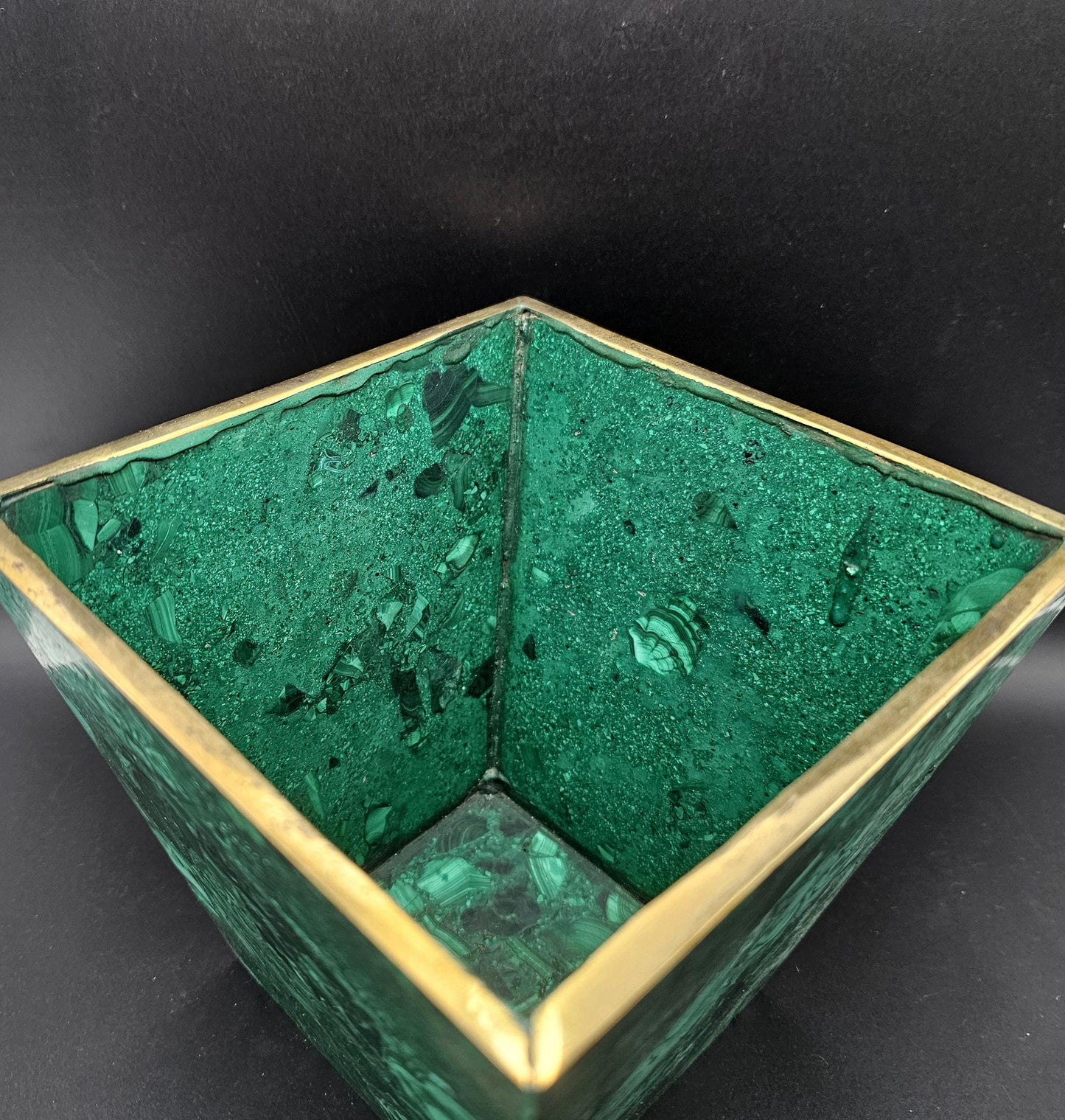 Stunning malachite crystal flowerpot, designed for luxury interior decor and home accents.