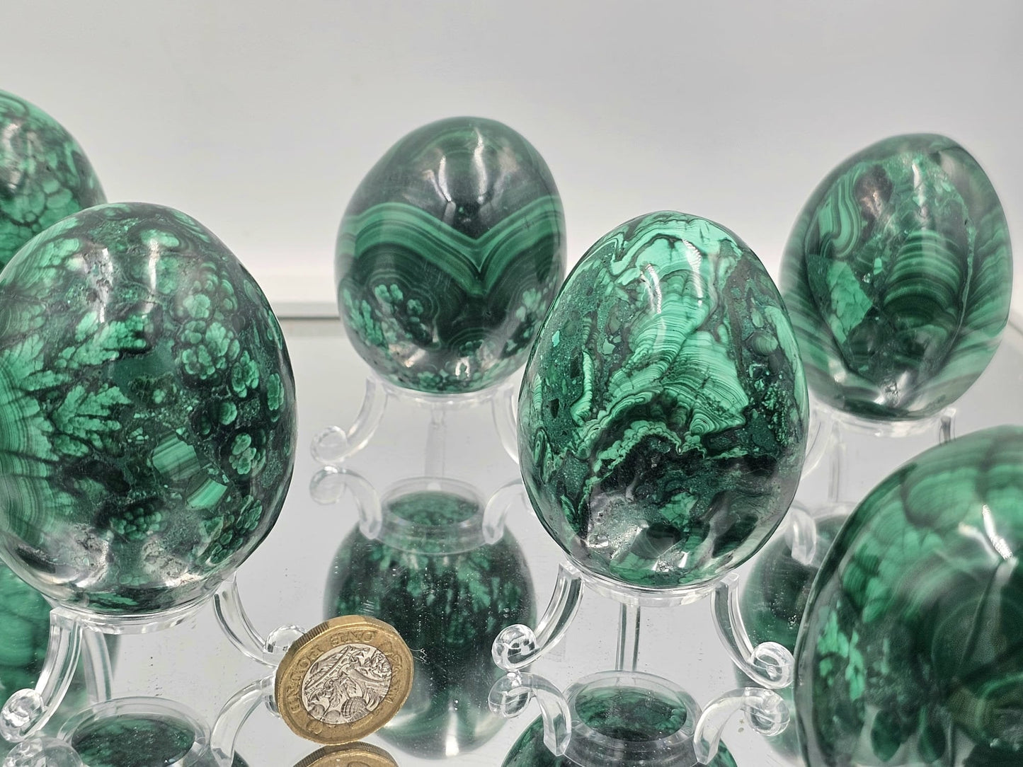  malachite crystal egg polished