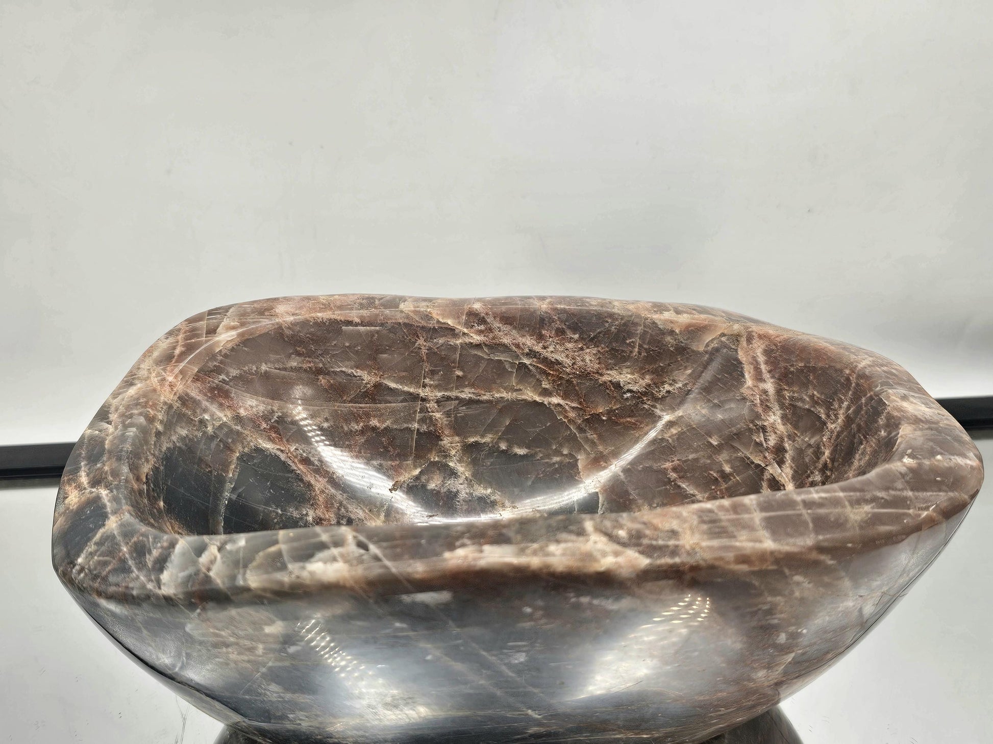 Large Moonstone Crystal Bowl with a refined, polished look.