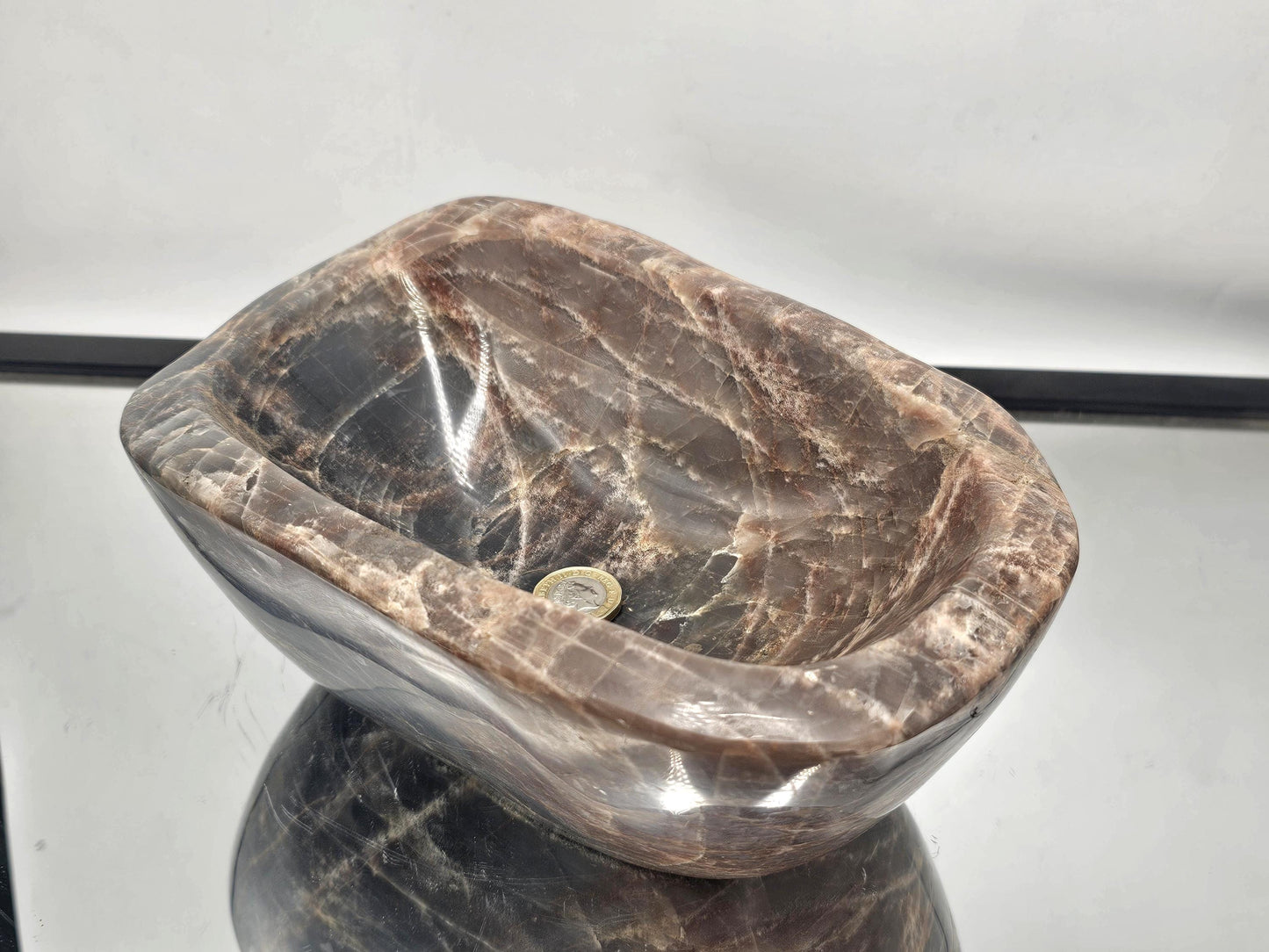 Polished Moonstone Bowl, ideal for holistic spaces or interior styling.