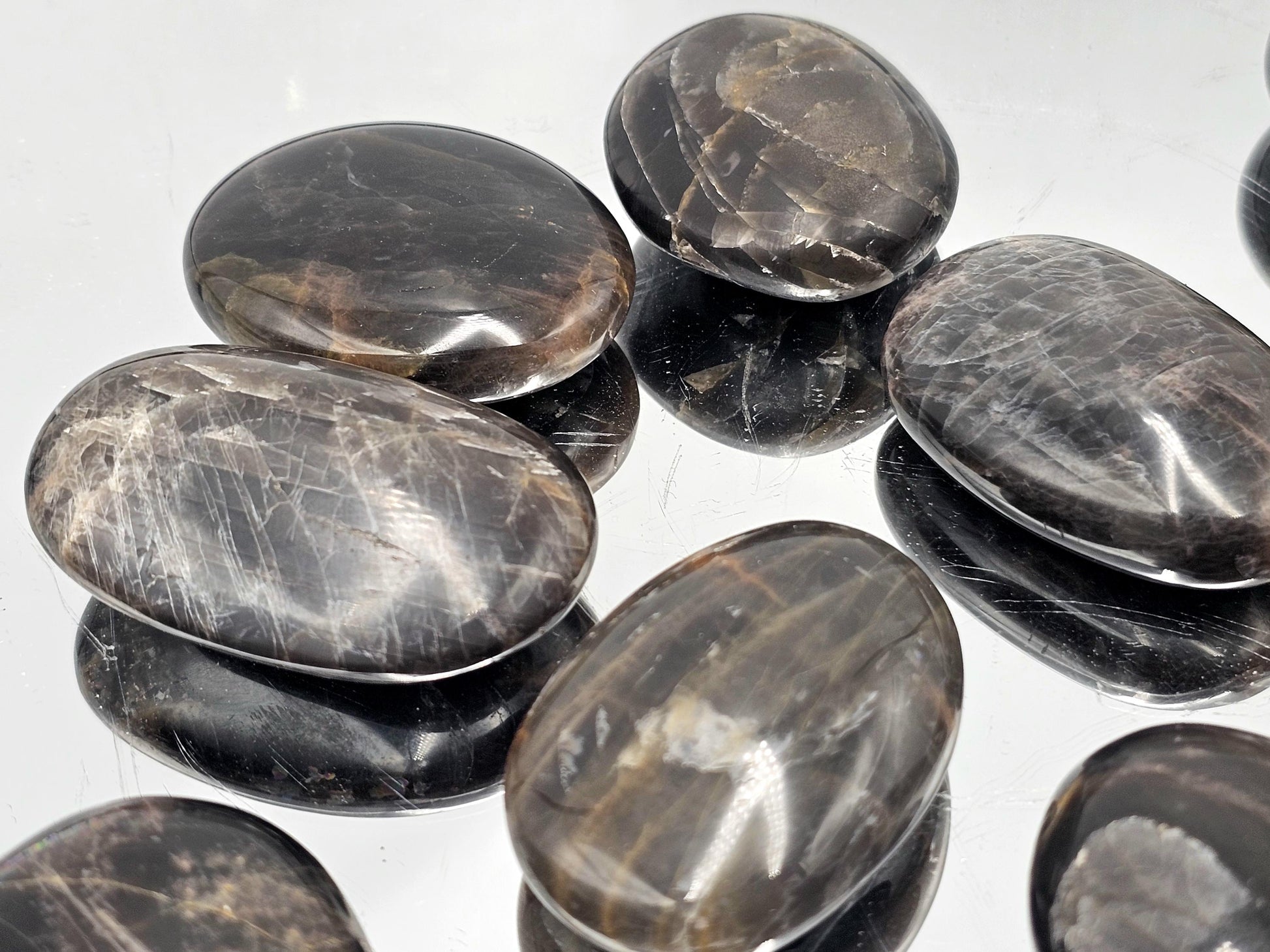 Black Moonstone Palmstones with excellent finish, ideal for home decor or gifting.