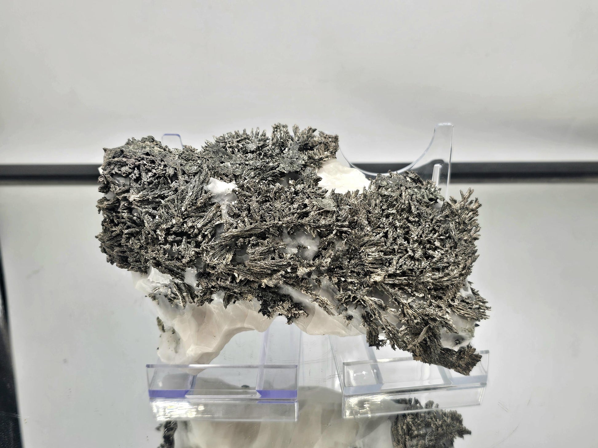 Very large native silver on calcite matrix, 2.5kg display crystal sourced from Morocco.