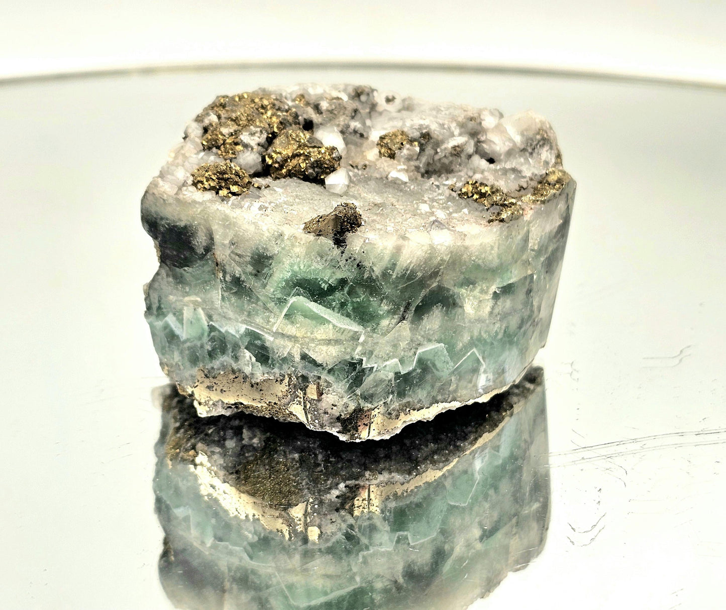 Natural fluorite specimen with two polished sides