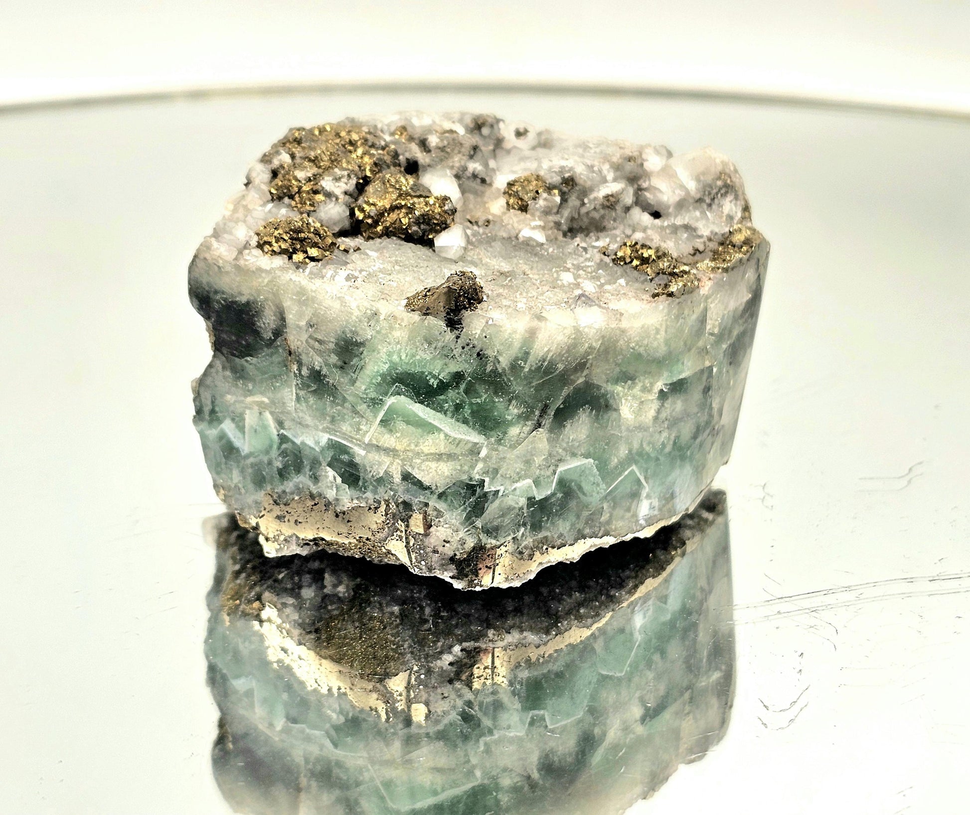 Natural fluorite specimen with two polished sides