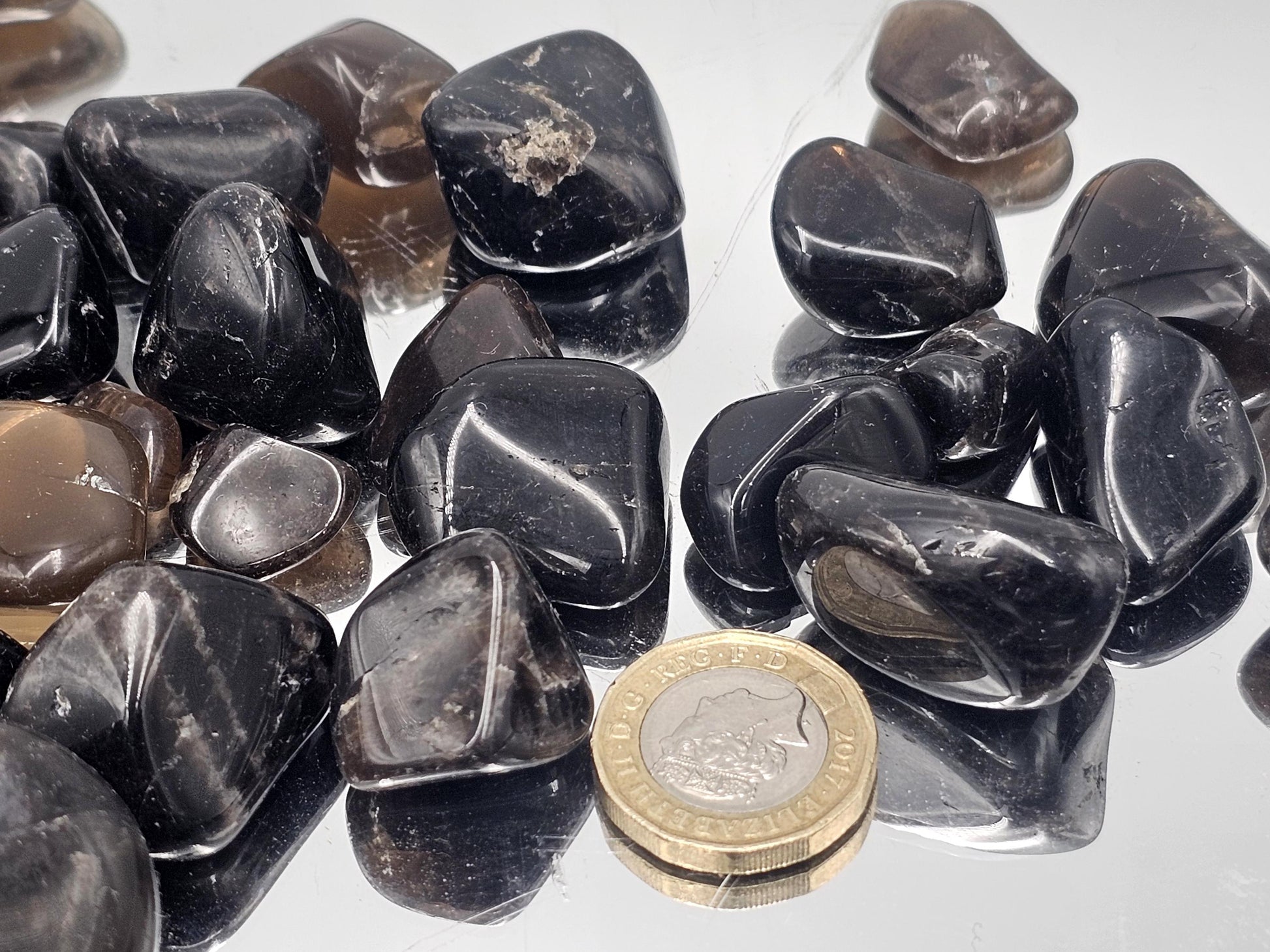 high quality tumbles stones black morion quartz