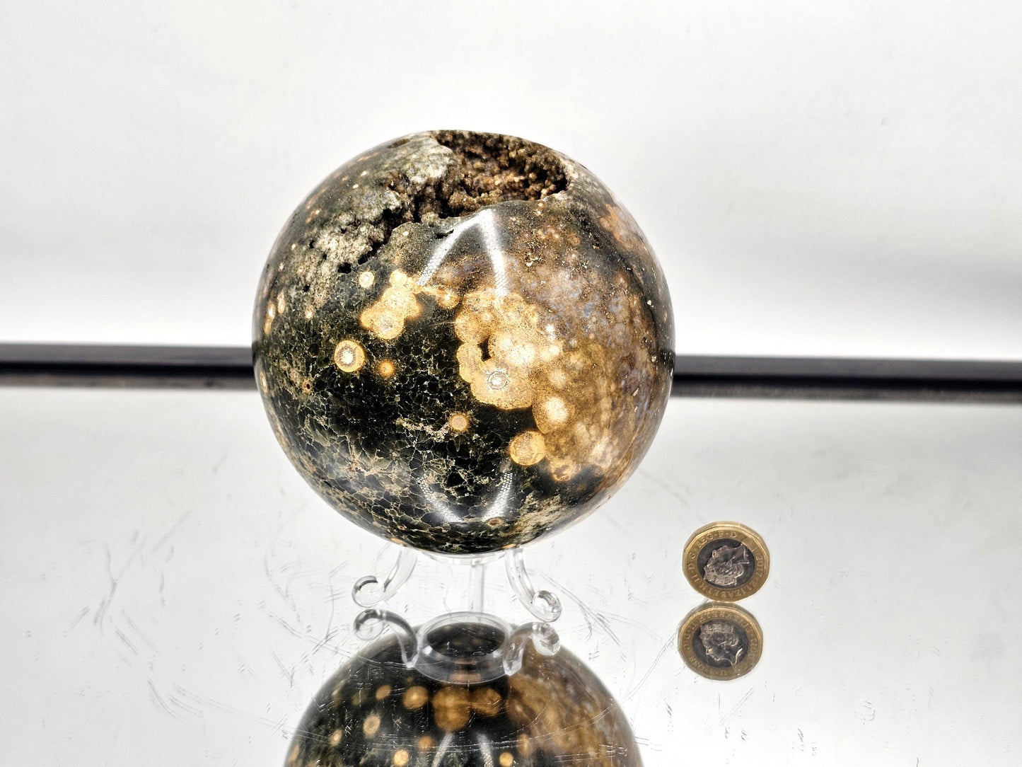 Polished Madagascar Ocean Jasper sphere, collector’s item