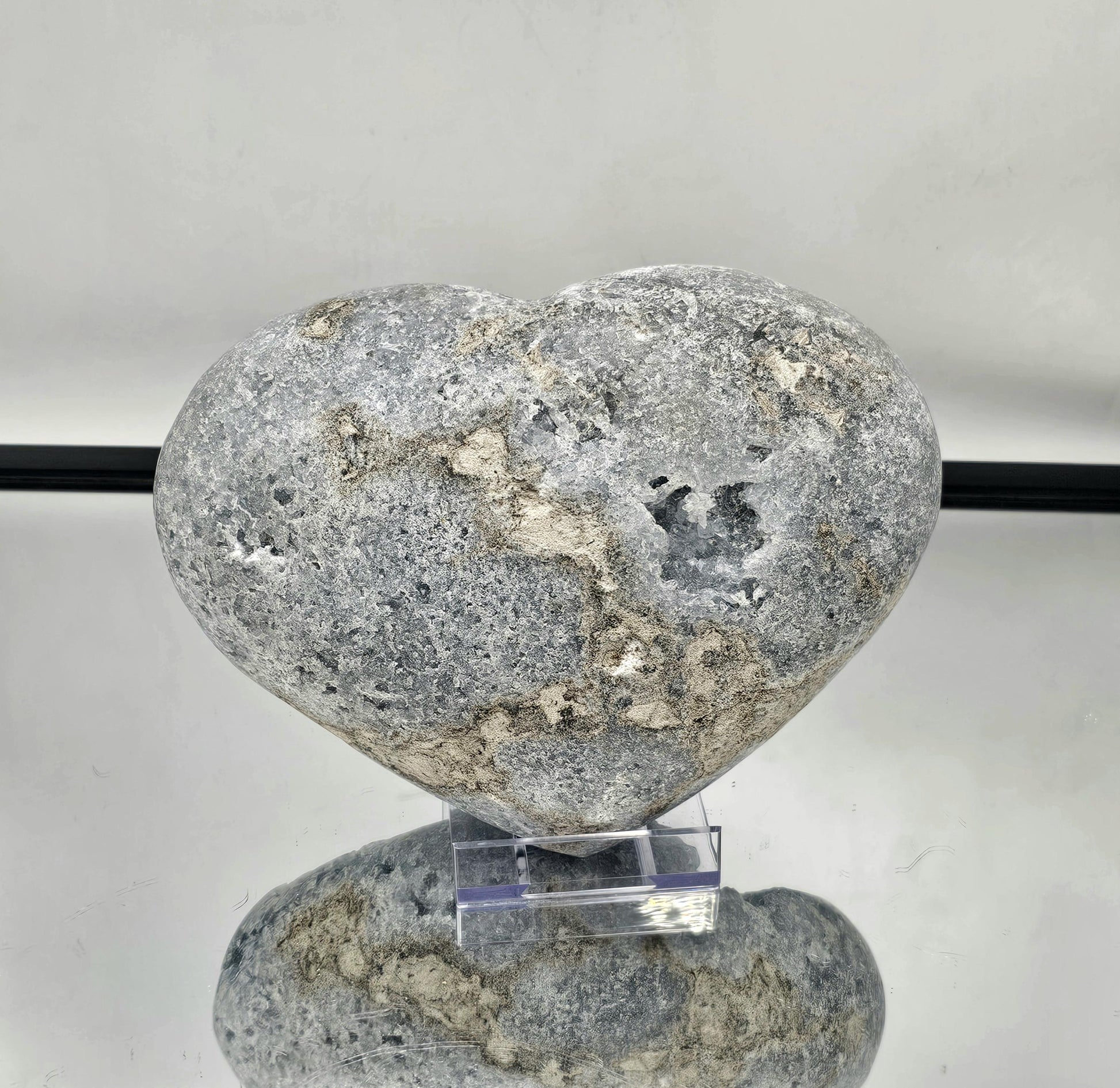 remium Celestite heart, a rare and luxurious fine crystal.
