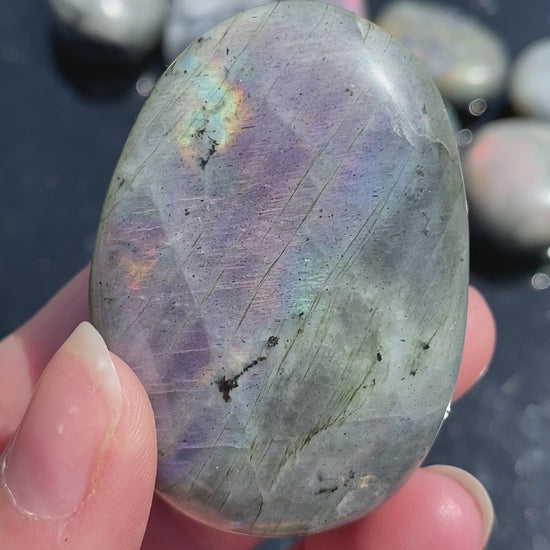 high quality purple labradorite crystal palmstone