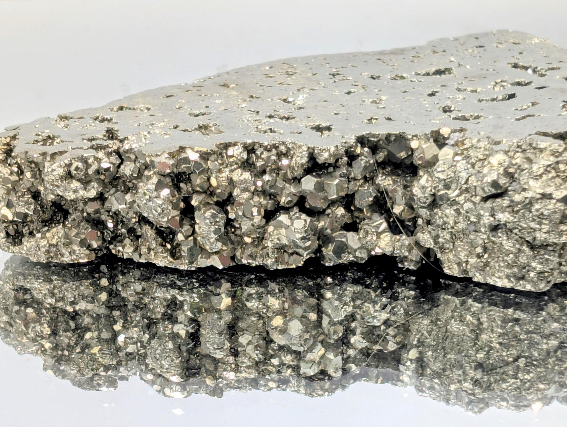 Natural raw Pyrite crystal slice,