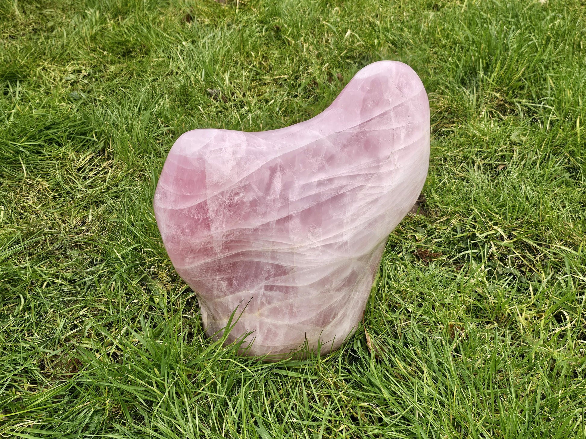 Beautiful extra-large Rose Quartz Crystal Free Form from Madagascar for luxurious decor.