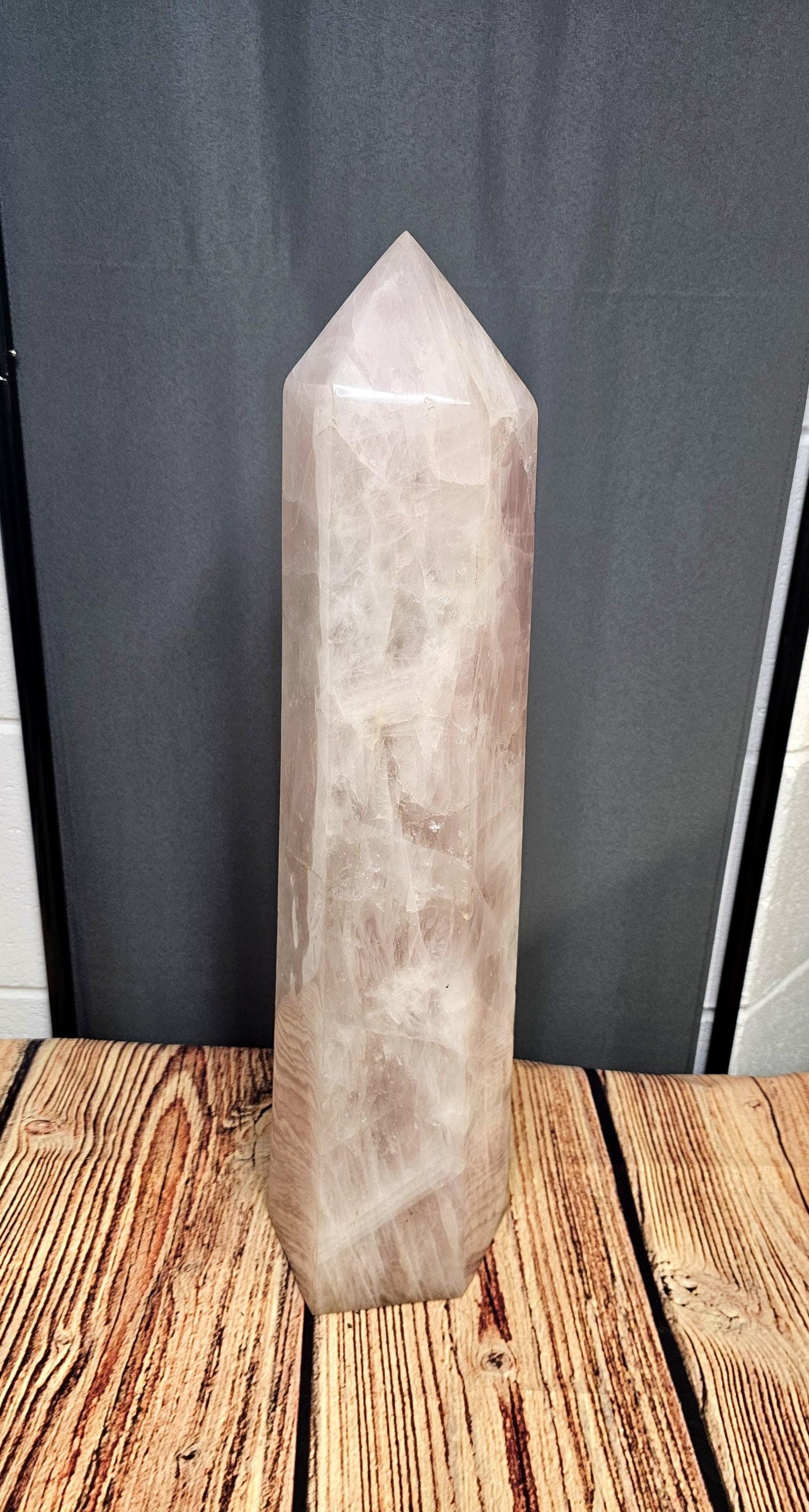 Tall Rose Quartz Crystal from Madagascar, 