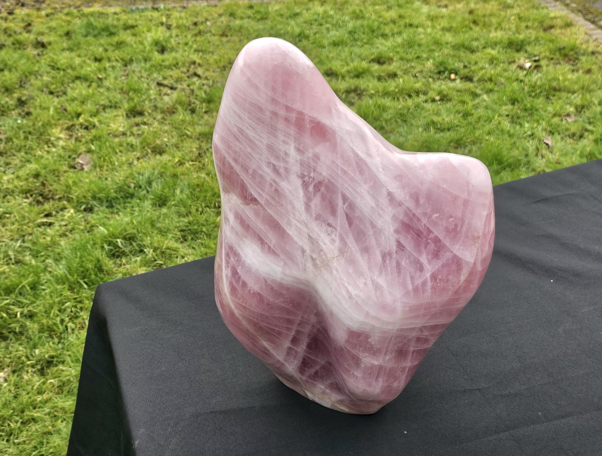 Exceptional Rose Quartz Free Form Crystal for creating a bold statement in interiors.