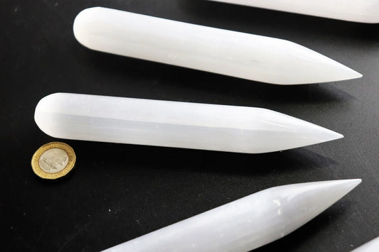 selenite crystal wand pointed