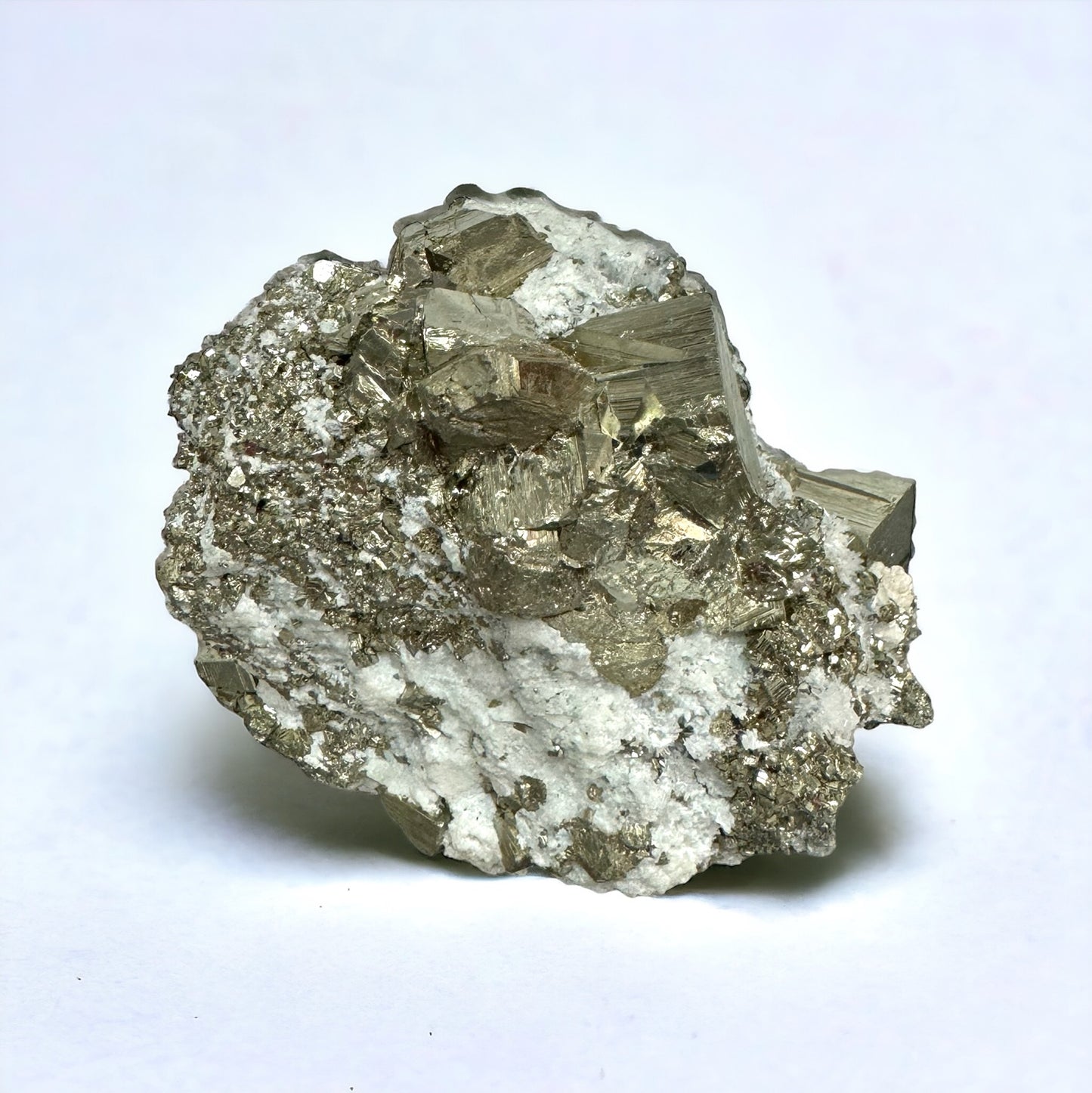 6) Pyrite Crystal Cubed with Mangano Calcite