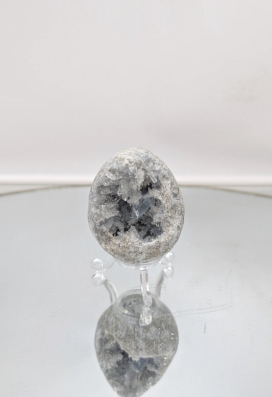 small celestite egg with stunning natural blue tones