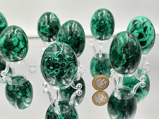 small malachite crystal eggs