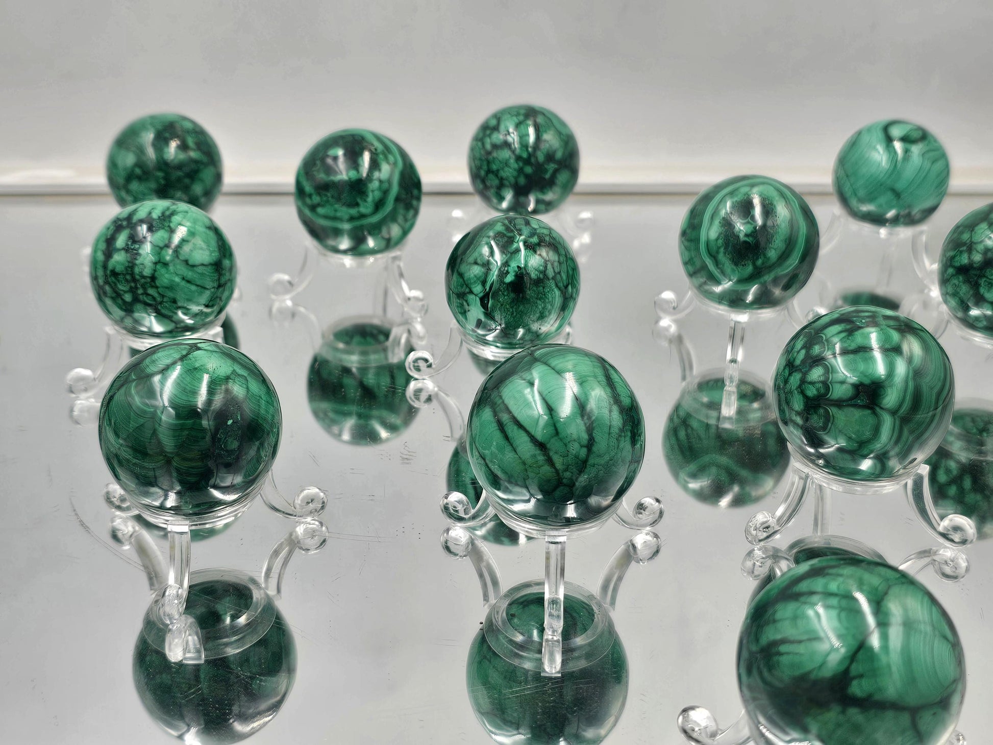 malachite crystal spheres