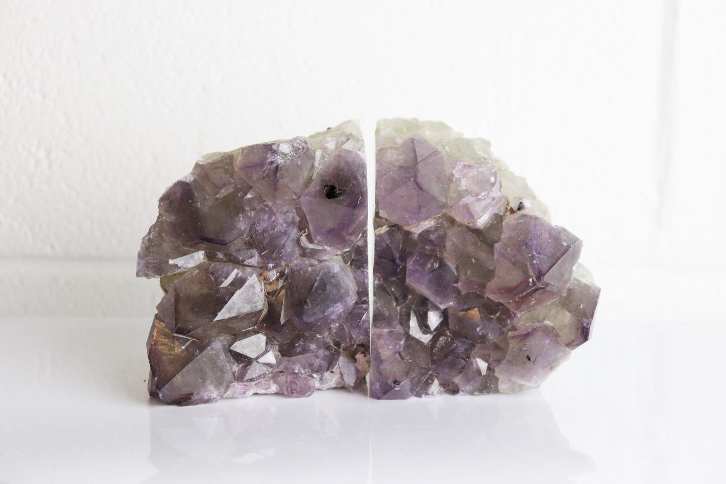 AMB4) Amethyst Crystal Bookends