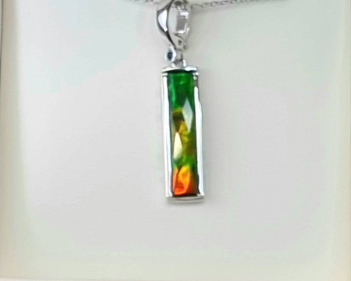 Ammolite Crystal Silver Necklace